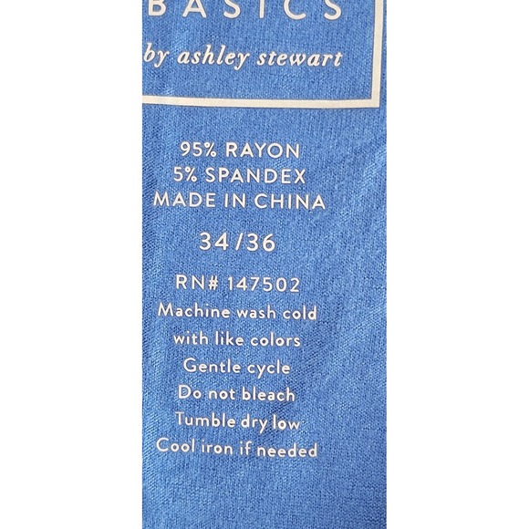NWT ASHLEY STEWART back to basics tagfree blue Rayon long sleeve T 34/36 - Picture 4 of 8